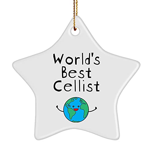 World's Best Cellist Ornament - Star Shaped for Party Decoration Tree Birthday - Professional Symphony Concert Solo Player Cello