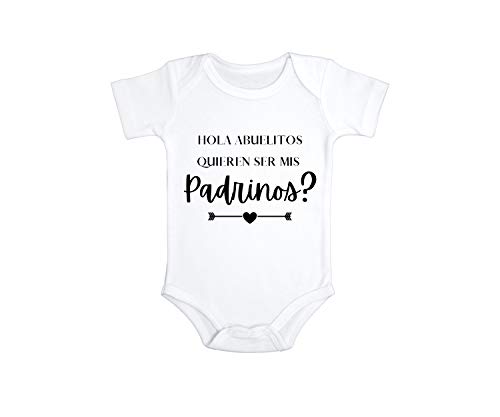 Hola Abuelitos Quieren Ser Mis Padrinos Baby Bodysuit | Baptism Baby Jumpsuit | Godparents | Bautizo