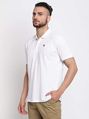 Image of Cantabil Men's Cotton Blend Solid Polo Neck T-Shirt (Regular Fit)