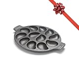 Outset 76225 Cast Iron Oyster Grill Pan, 12 Cavities, Black