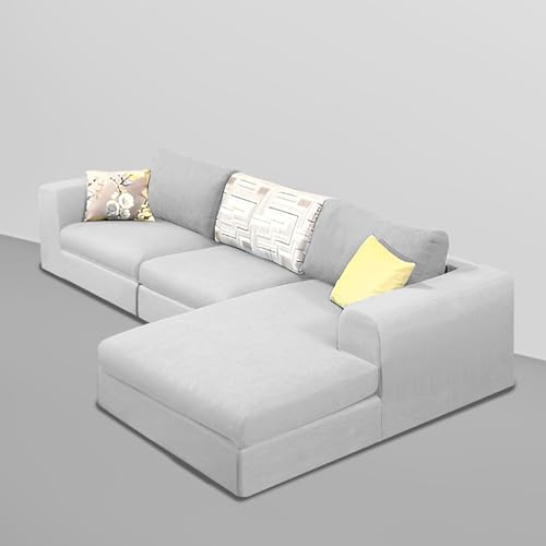 Image of Koza RHS 4 Seater L Shape Sofa Set with Center Table for Living Room (Grey Fabric) Premium Fabric Sofa