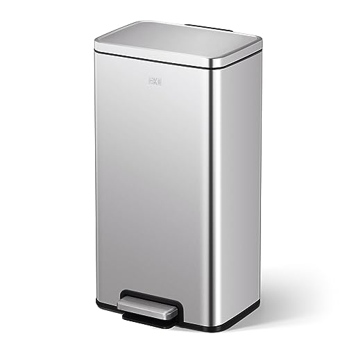 EKO Pattumiera Cucina 30L con Pedale | Acciaio Inox Antimpronta | Chiusura Morbida e Silenziosa | Design Moderno Bagno