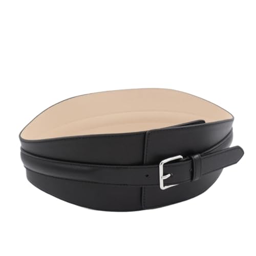Curved Leather Wide Waistband Leather Waist Slim Flat Belt Women's Wide Belt