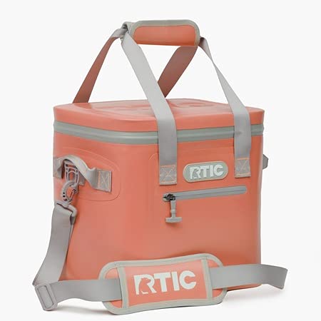 RTIC Soft Cooler 12, Insulated Bag, Leak Proof Zipper, Keeps Ice Cold for Days (Coral)