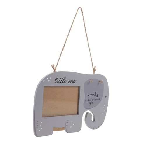 Totority Baby Photo Board Elephant Wooden Sonogram Frame for New Parents Nursery Art