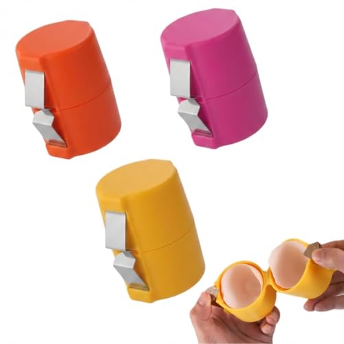 3pcs Egg Shell Opener Egg Cracker Tool Portable Handheld Shell Remover Boiled Eggs Cutter for Kitchen Eggshell Opener for Soft Hard Boiled Eggs Essential Gift Yellow Orange Pink