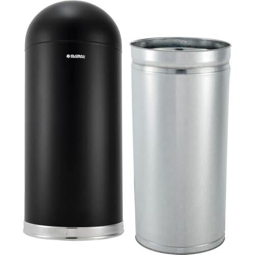 Caneca de basura negra de acero con tapa dome 15 gal miniatura 2