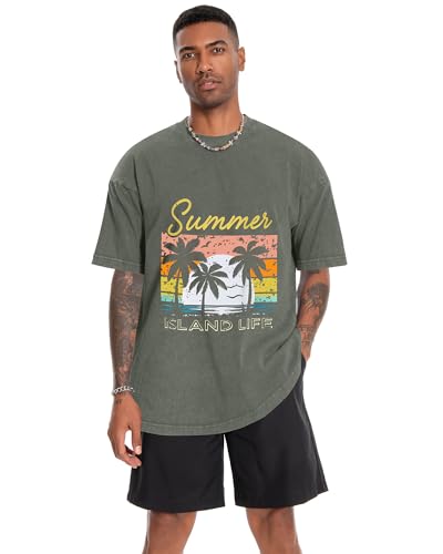 Image of Oversized Tshirts for Men Short Sleeve Vintage Washed Basic Loose Tees 2026