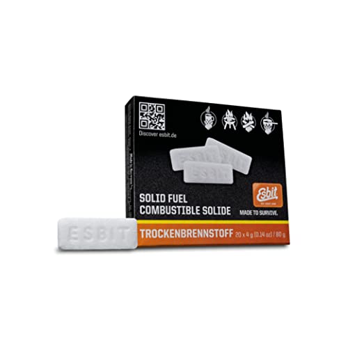 Esbit Trockenbrennstoff-Tabletten 20 x 4 g - Made in Germany - für Campingkocher Kochen und Erwärmen von Speisen und Getränken