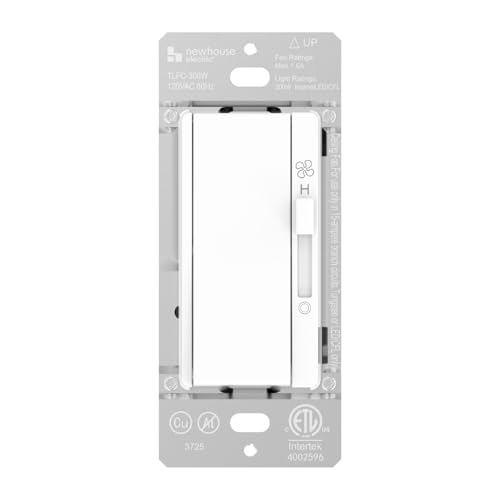 Newhouse Electric Single-Pole Light Switch and 3-Speed Fan Control TLFC-300W Modern Wall Light and Fan Control Switch for Contemporary Interiors