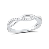 Sterling Silver Cz Stackable Twisted infinity Ring (Size 4-10)