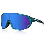 Queshark Occhiali da Ciclismo Polarizzati per Ccchiali TR90 con Montatura per Uomo Donna con 3 Lenti Intercambiabili Anti-UV400
