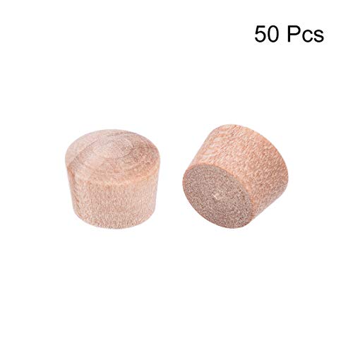 Image of uxcell Wood Button Top Plugs 9 /25 Inch Cherry Hardwood Furniture Plugs 5 /16 Inch Height 50 Pcs