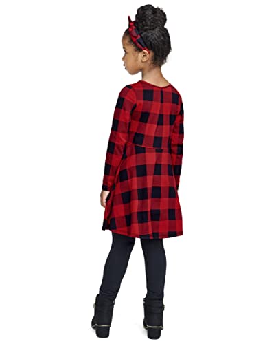 The Children's Place Baby Girls The Children's Place And Toddler Long Sleeve Fashion Skater Dresses Casual Dress, Classic Red Bufflo Plaid, 6-9 Months Us #TOP15