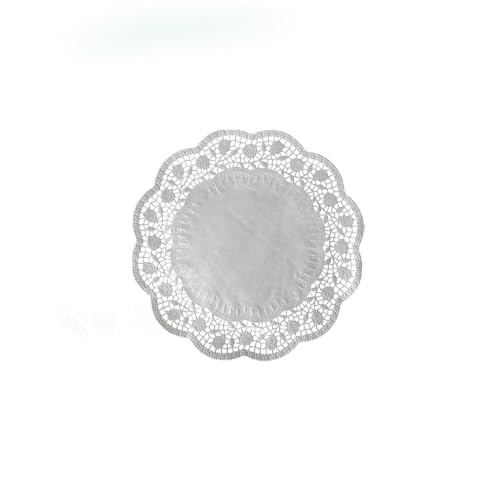 gastro 500 Stück Deko Tortenspitzen Rund Weiß Papier Durchmesser: 10 cm