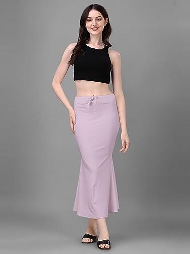 Image of Women's Saree Shapewear Petticoat, Cotton Blend Stretchable Mermaid Skirt, High Waist Tummy Control, Smooth Curve Fit with Adjustable Drawstring