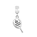 ZURWTCH Beach Tennis Racket Dangle Charm Fit Women Bracelet Necklaces Fashion Gifts 925 Sterling Silver DIY Jewelry