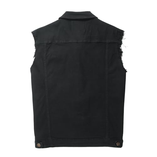 Men's Denim Vest,Sleeveless Jean Jacket Ripped Stretchy Distressed Battle Vest for Men Sleeve Less Outerwear2