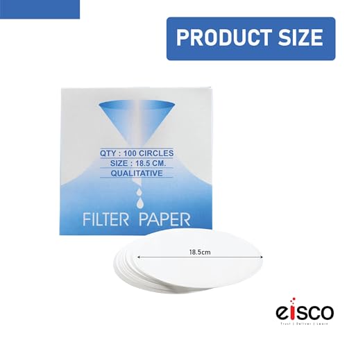 Image of EISCO Pack of 100 Premium Qualitative Filter Paper - 18.5cm, 8-10 Micron, High-Purity Lab Paper for Chemistry, Liquid Filtration, Science Experiments, Research, Classroom & STEM Activities