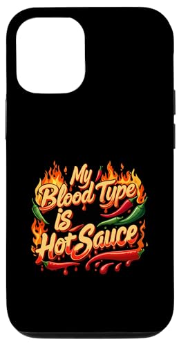 My Blood Type Is Hot Sauce Funny Spicy Chili Pepper Lover X}zP[X iPhone 12/12 Pro p