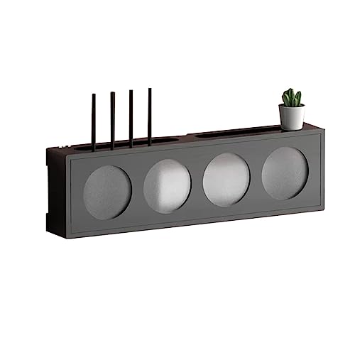 Caja de almacenamiento para enrutador WiFi montado en la pared con puerta acrílica esmerilada, organizador de consola multimedia para TV, DVD, decodificador y control remoto, color negro elegante (D