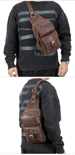Genuine Leather Sling Bag Men Women Vintage Shoulder Backpack Chest Casual Daypack Crossbody Outdoor Thick Full Grain4