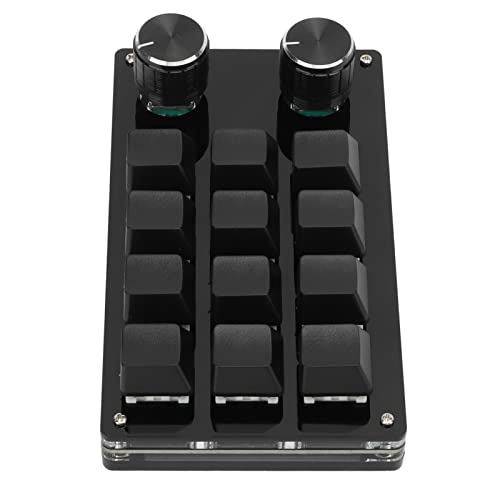 Teclado mecánico macro con una sola mano, mini teclado micro programable de 12 teclas, teclas totalmente programables y 2 perillas, para, para Vista, para, para Macos (negro completo) 5