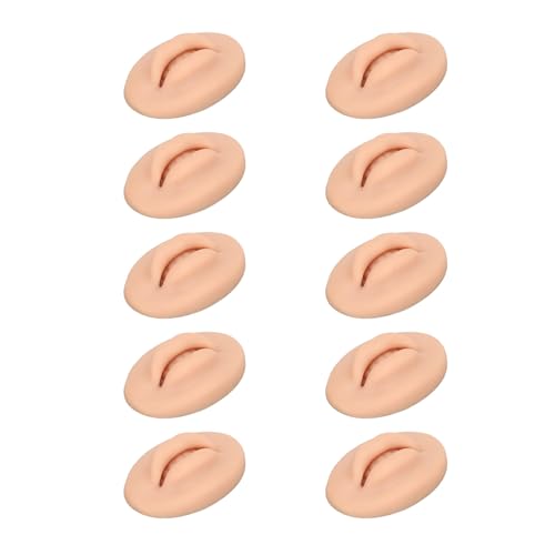 Diydeg Fake Lips, 10PCS Silicone Soft Flexible 3D Open Mouth Easy to Apply Colour Practice Lips Highly Reproducible Portable Silicone Lips Model for Makeup Practice (Dark Skin