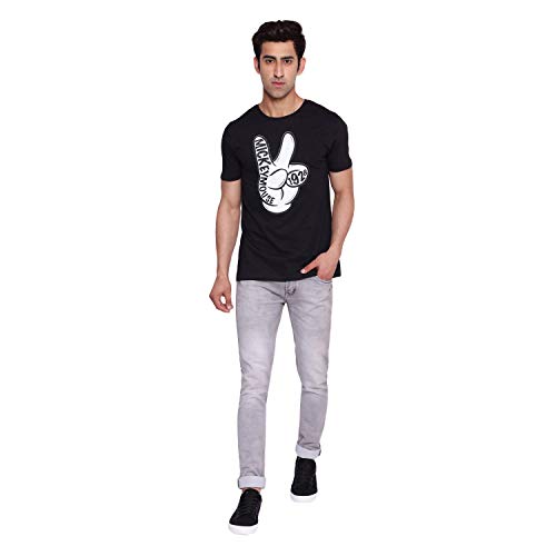 Image of Mickey Mouse Family by Wear Your Mind Men's Regular Fit Round Neck Short Sleeves Knitted T-Shirt