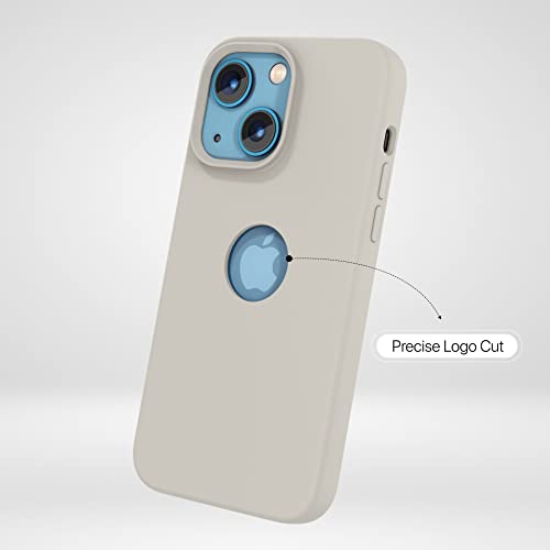 Image of Vaku Luxos Liquid Silicon Logo-Cut for iPhone 14 Plus Cover Case, Soft TPU, Shockproof, Scratch Resistant, 6 Feet Drop Protection, Compatible with iPhone 14 Plus Back Cover - Stone