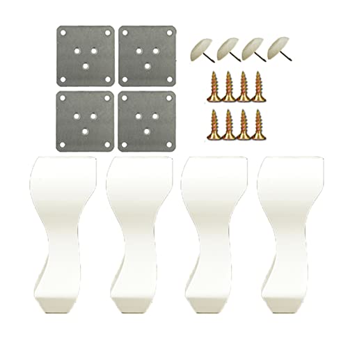 無垢材家具脚 4本セット モダンスタイル 交換用脚 ソファ ドレッサー ソファキャビネット用 取り付けプレート ネジ 滑り止めマット付き ホワイト 18cm/7.09インチ