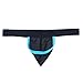 Wildmant Raw Strapless Mesh Jock with Blue Contrast Trim (Medium, Black//Blue)