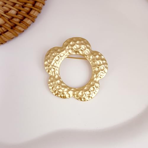 Image of Gold Brooches for Women Ladies Yellow Broach Flower Bow Rhinestone Lapel Pins Blazer Dress Denim Jacket Accessories