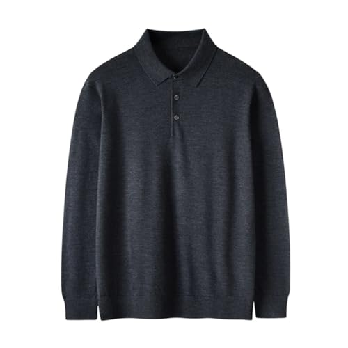 Men’S Wool Thin Turn-Down Collar Long Sleeve Knitted Pullover Sweater Breathable for Business Casual Wear4