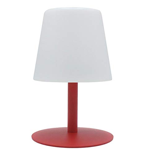 Lampe de table sans fil pied en acier rouge LED blanc chaud/blanc dimmable STANDY MINI Love H25cm26cm