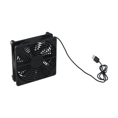 Jonikuper Ventilador USB de 120 mm para router, DVR y módem, ventilador de refrigeración de alto volumen de aire de 5 V con 1400 RPM, material ABS, compatible con caja de TV y armario de computadora