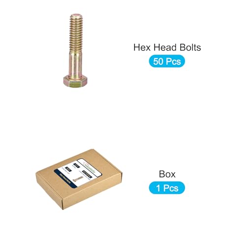 Image of METALLIXITY Hex Bolts (5 /16-18x1-1 /2) 50Pcs, Carbon Steel Zinc Plated, Coarse Thread UNC Hex Head Screw Bolt - for Furniture Repair, Yellow