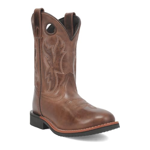 Dan Post Boots Kids Boys Lil' Dawson Embroidered Round Toe Casual Boots Mid Calf - Brown