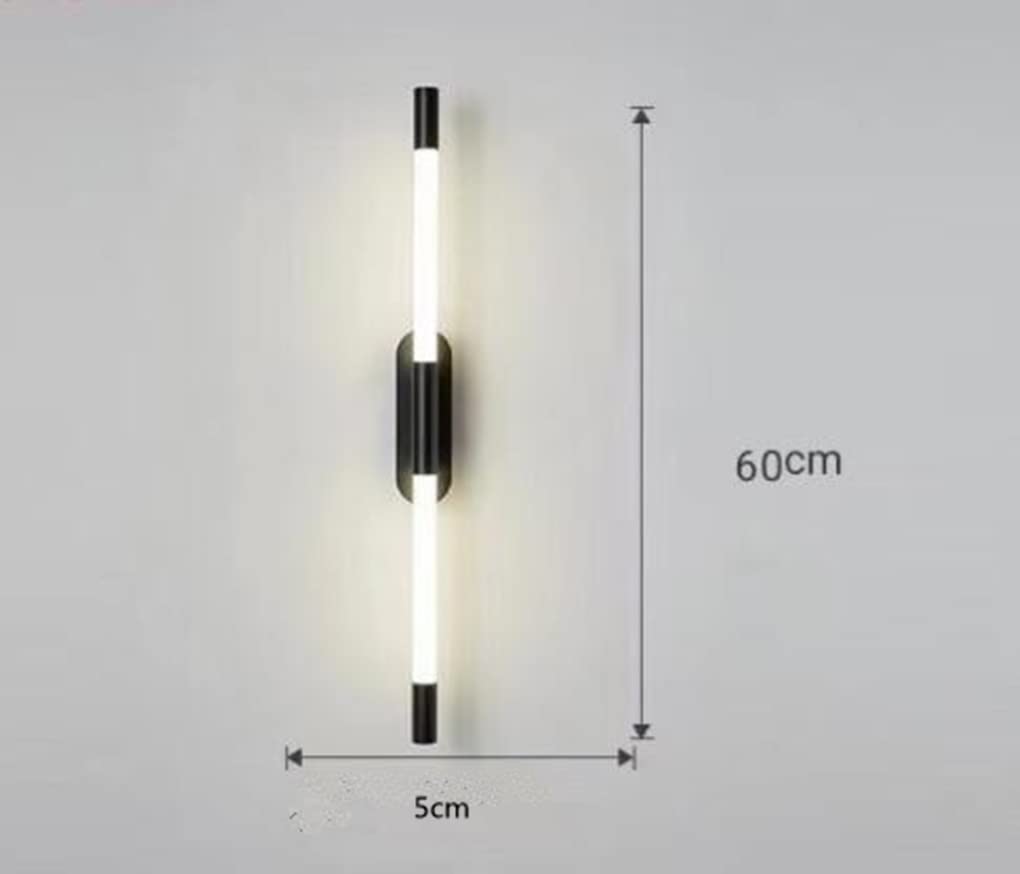 LED 10W Interior Moderno Aplique Minimalismo Apliques 3000K blanco cálido Aplique de pared para Salón dormitorio Escalera Pasillo 60 * 5cm,Negro