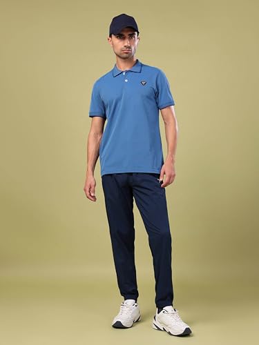 Image of TECHNOSPORT Men's Regular Fit Half Sleeve Polo T-Shirt with Collar, ELASTO Plus Quick Dry Moisture Wicking Polo Tee for Gym Sports Golf and Casual Wear