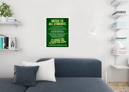 Image of Classroom Rules Poster High School Supplies For Teachers Green Sign Notice To All Students Warning Cool Wall Art Print Poster 24x36
