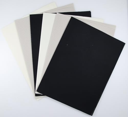 Image of KCS 6 pc of 12 inch x 18 inch(30cmx45cm) 14CT Counted Cotton Aida Cloth Cross Stitch Fabric (Antique White+Pearl Grey+Black)