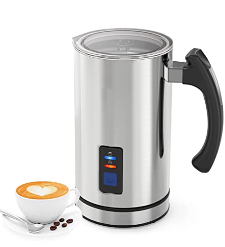RATRSO Milk Frother,Electric Foam Maker Stainless Steel Milk Steamer with Hot&Cold Milk Functionality Automatic Foam Electric Milk Warmer Silent Operation for Coffee, Latte, Hot Chocolates, Cappuccino
