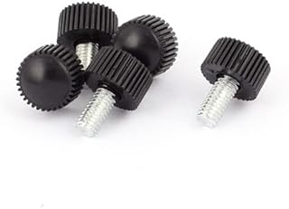 Tool parts M6 x 12mm Round Head Screw On Straight Knurled Clamping Knob Grips Black 5pcs
