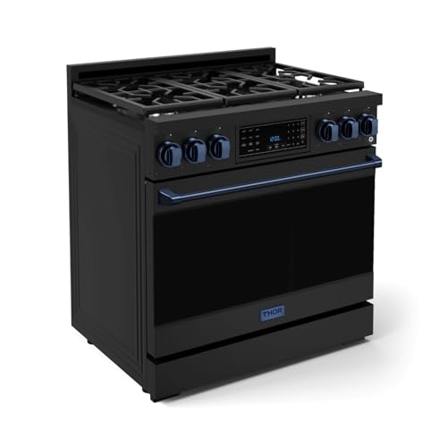 Image of Gordon Ramsay by THOR Kitchen 36 Inch Professional Liquid Propane Range with Tilt Panel Touch Control in Black /Navy Blue