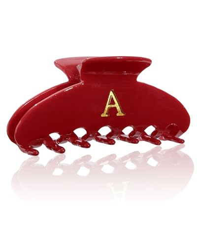 WELROG Alphabet Letter Hair Claw Clips - Acrylic Hair Clips for Women Non-Slip Hair Clips Red A