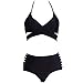 Produktbild Riou Sexy Bikini Damen Set Push Up High Waist Solid Trägerlos Zweiteiliges Bikinis Set Frauen Sommer Sport Brüste Badeanzug Bauchweg Tankinis mit Bügel für Mädchen Strand Beachwear (S, Schwarz B)