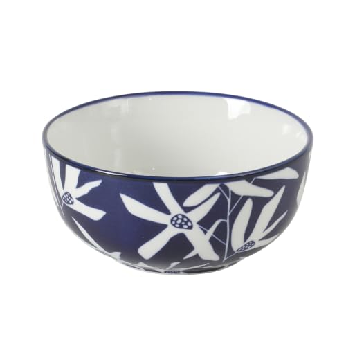 Image of Gibson Home Ivory Estate 4-Piece Cereal Bowl Set, 5.5 Inch Round Stoneware Bowls, Blue & White Floral Pattern, Assorted Decorative Designs