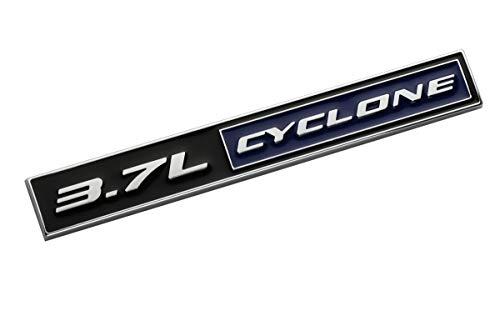 Image of 2pcs 3.7L Cyclone Emblems 3D Badge Replacement for 2011-2020 Mustang V6 3.7L Cyclone Decal (Chrome /Blue)