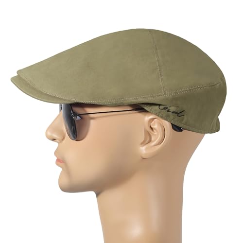 Image of ZLYC Men Cotton Flat Cap Summer Scally Ivy Gatsby Newsboy Beret Driver Cabbie Hunting Hat